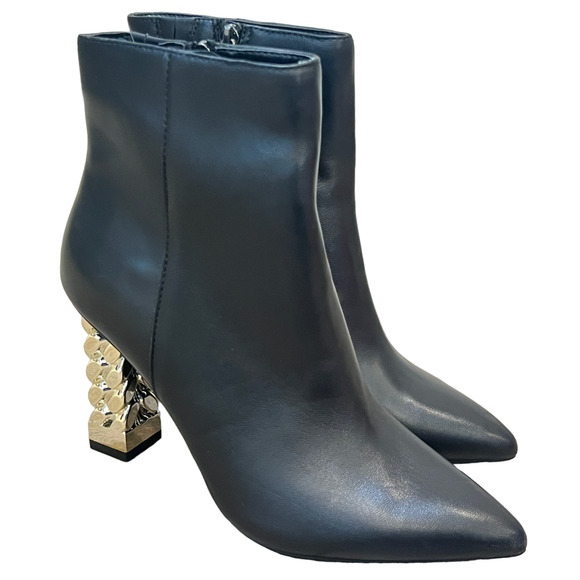 NEW WHITE HOUSE BLACK MARKET BLACK KELSEA CHAIN HIGH HEEL BOOTIES BOOTS SIZE 6 - Picture 1 of 15